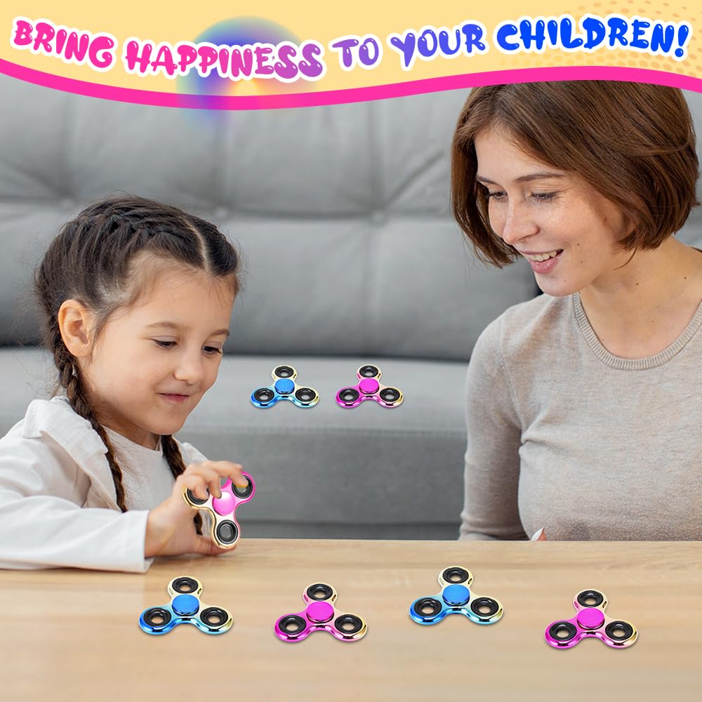 Jawhock Fidget Spinner 2 Pack – Metal Spin Toys for Focus, Stress Relief (Rose Gold & Blue Gold)