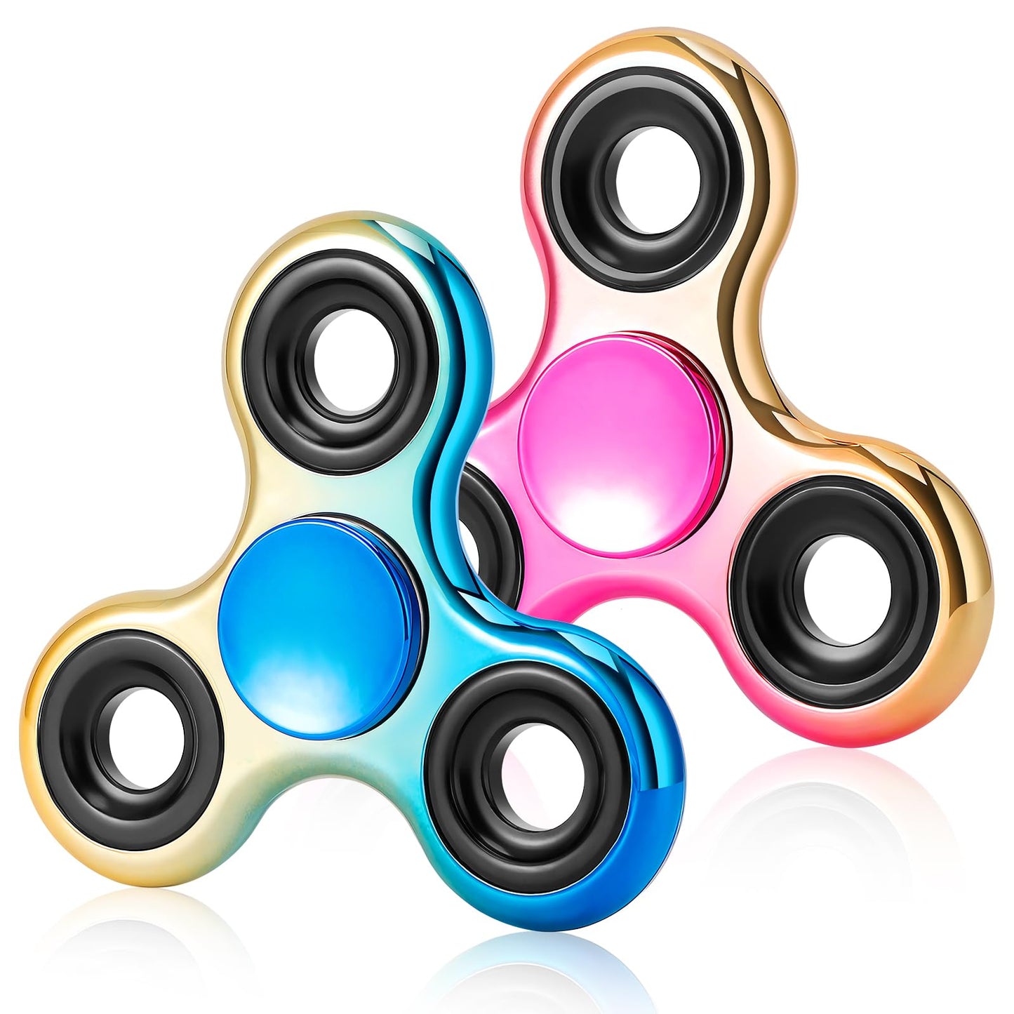 Jawhock Fidget Spinner 2 Pack – Metal Spin Toys for Focus, Stress Relief (Rose Gold & Blue Gold)