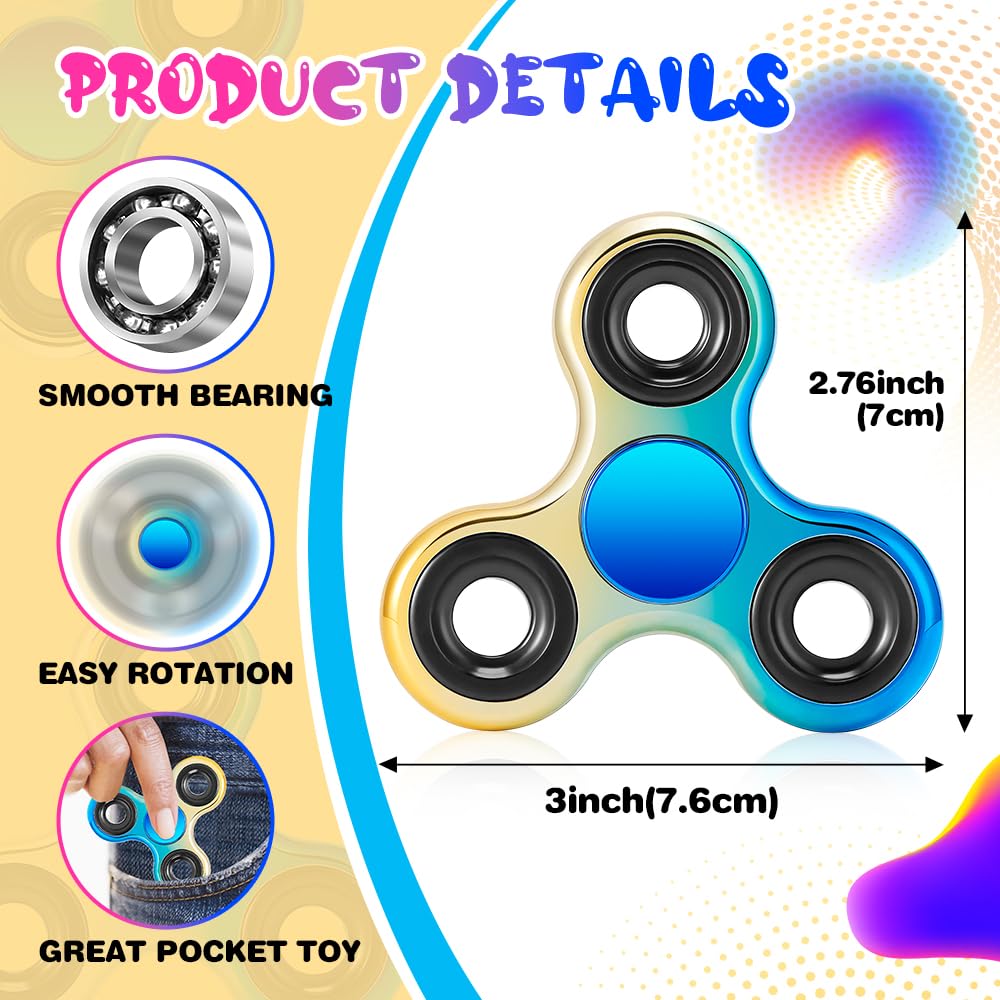 Jawhock Fidget Spinner 2 Pack – Metal Spin Toys for Focus, Stress Relief (Rose Gold & Blue Gold)