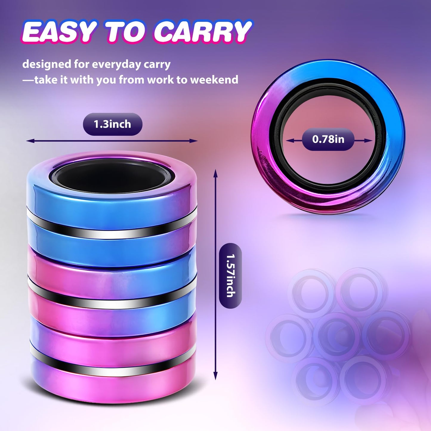 Jawhock 9 Pack Magnetic Fidget Rings — Sensory Toy Set for Focus, Anxiety, and ADHD
