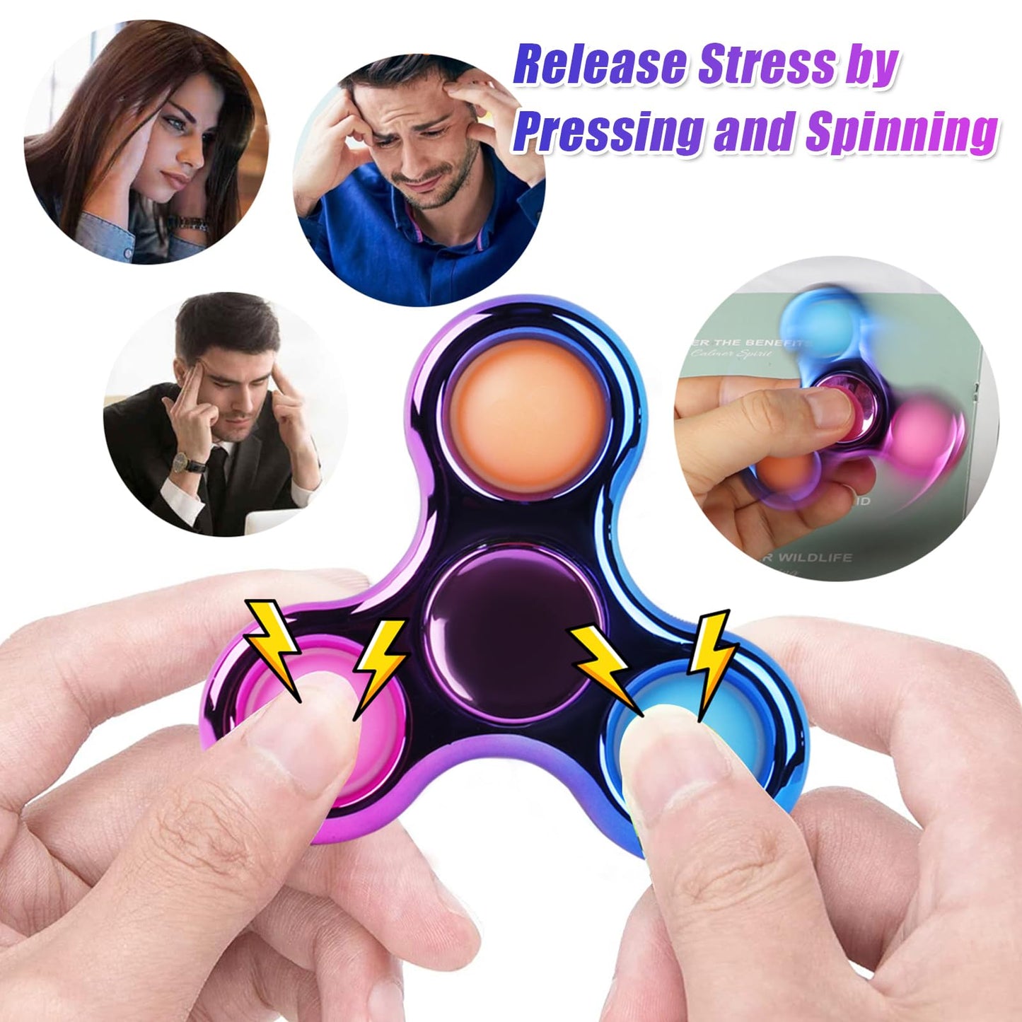 Jawhock Pop Fidget Spinner 3-Pack – Valentines Day Gifts, Sensory Toys for Kids & Adults