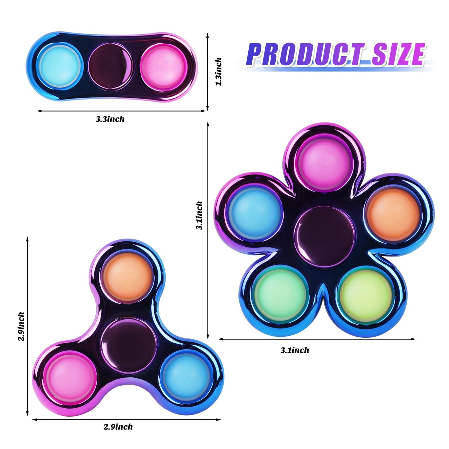 Jawhock Pop Fidget Spinner 3-Pack – Valentines Day Gifts, Sensory Toys for Kids & Adults