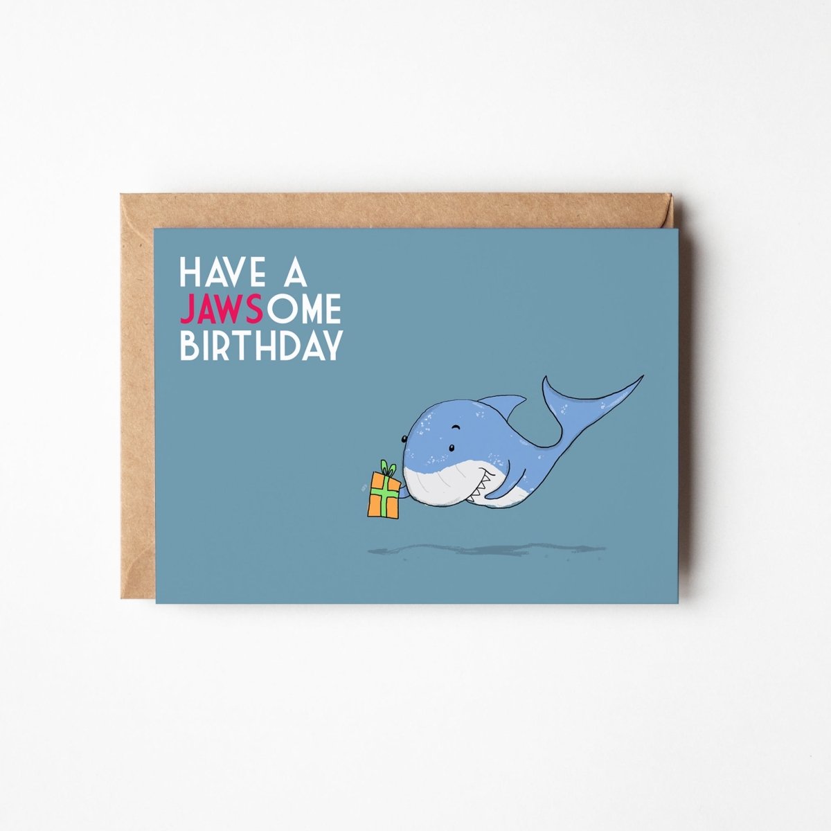 Funny Shark Greeting Card – Jawsome Birthday Pun | Cute Ocean Theme Card