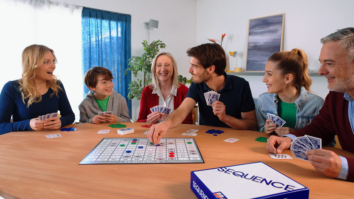 Jax SEQUENCE – Original Folding Board Game with Cards & Chips | 2 Decks, 2-12 Players