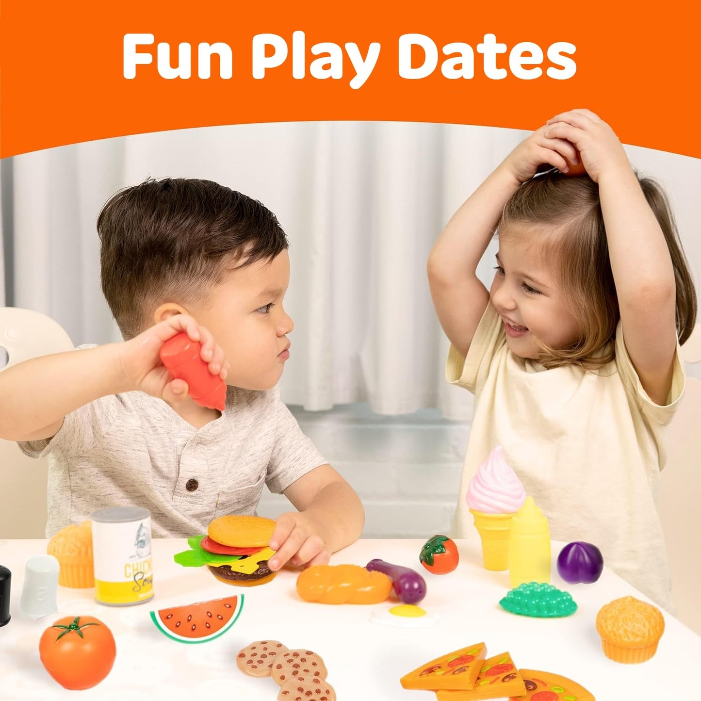 JaxoJoy 122-Piece Pretend Food Set for Kids | Realistic Kitchen Toys