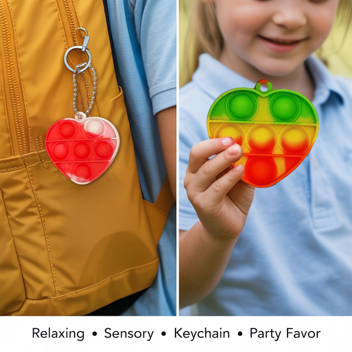 JAXXERO 24-Pack Valentines Day Cards for Kids with Pop Bubble Fidget Keychains – Candy-Free Classroom Exchange