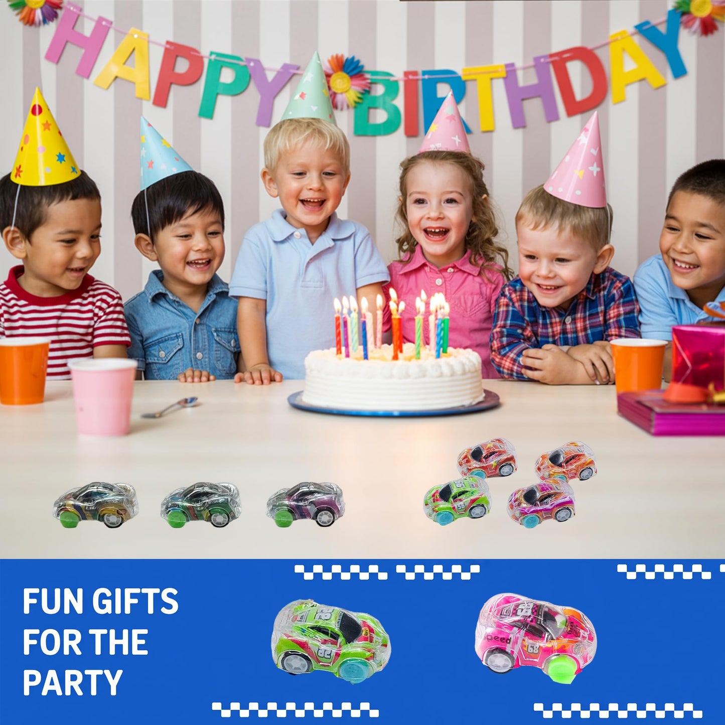JAXXERO 24-Pack Valentines Day Cards for Kids with Mini Pull-Back Race Cars – School Exchange