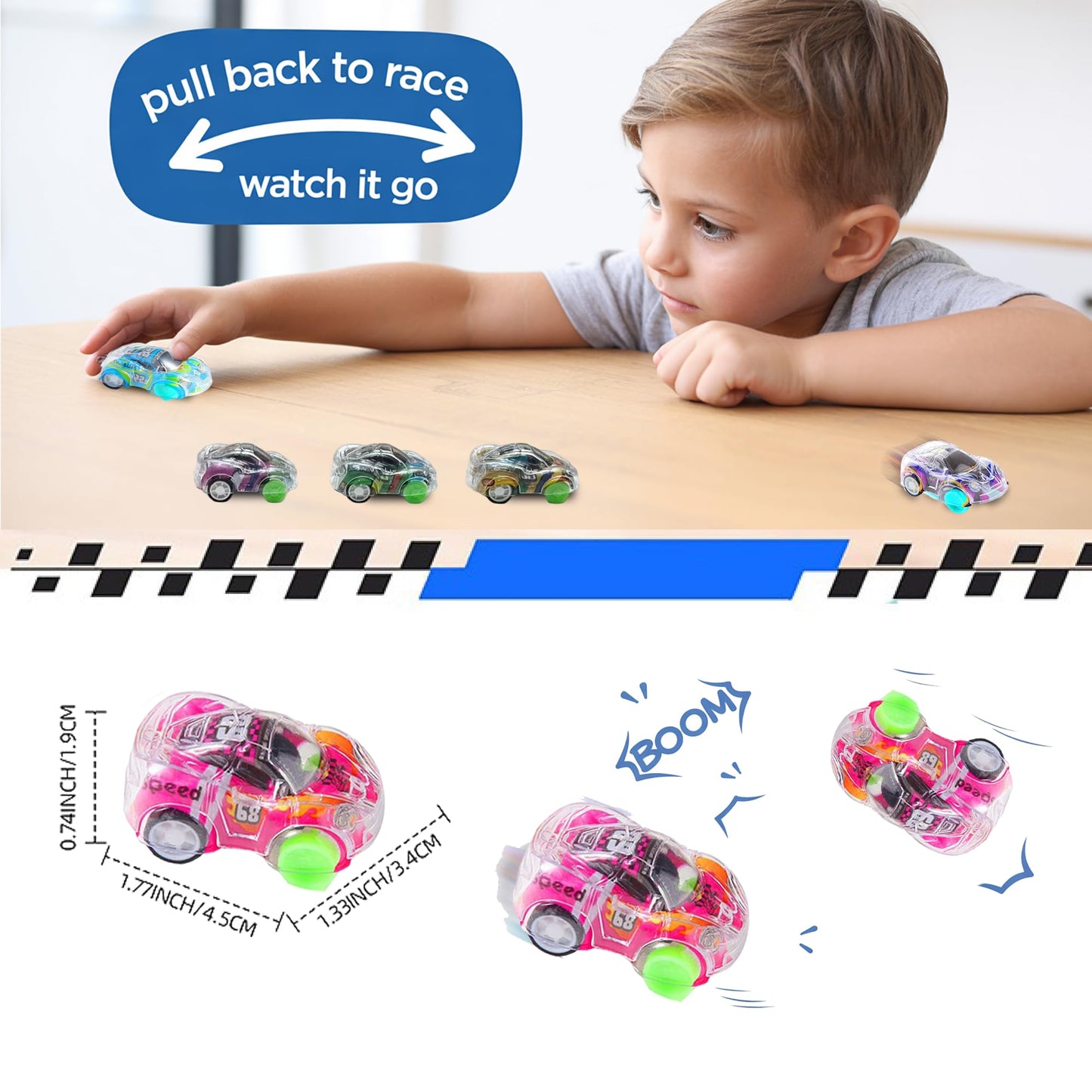JAXXERO 24-Pack Valentines Day Cards for Kids with Mini Pull-Back Race Cars – School Exchange