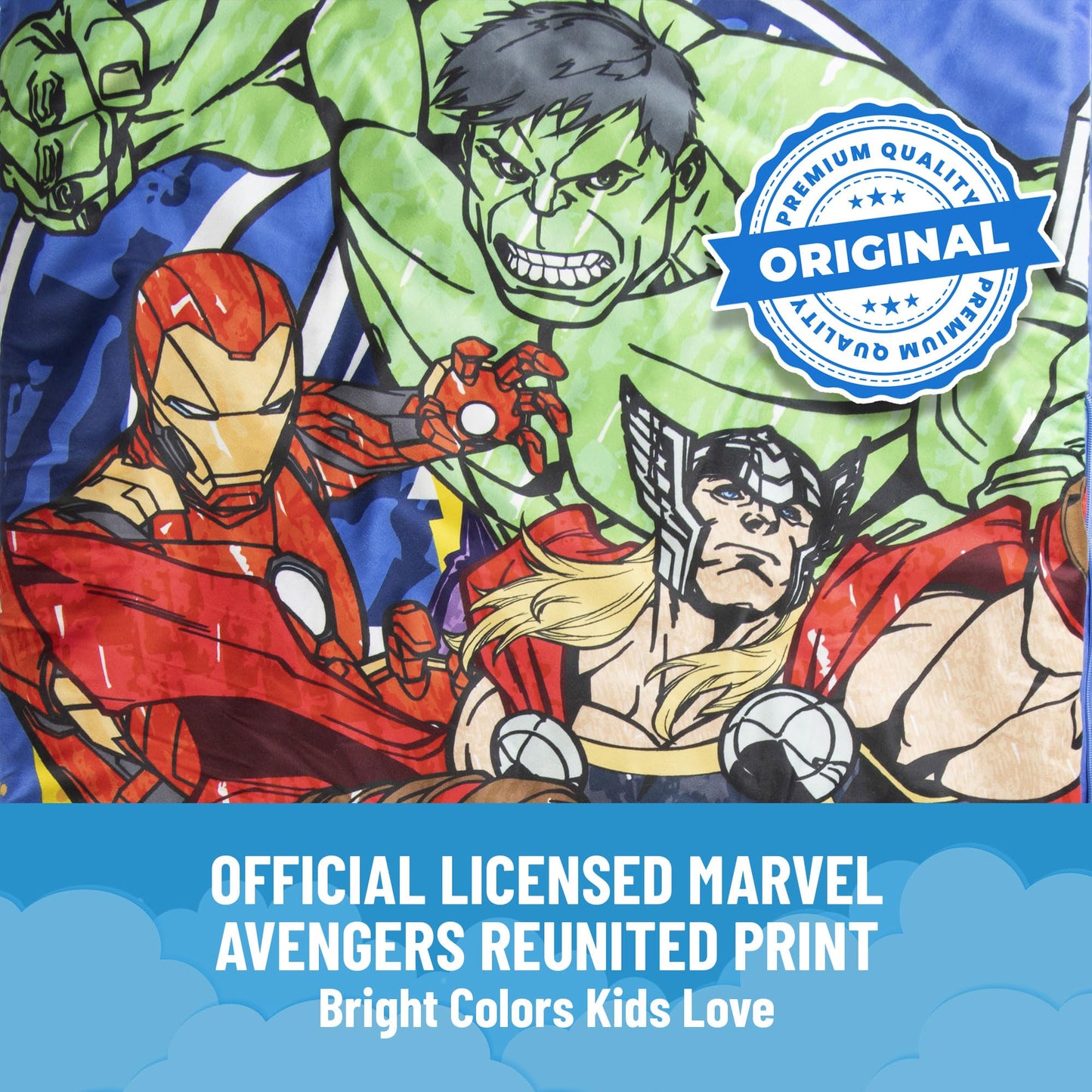 Jay Franco Avengers Slumber Bag & Pillow Set – 54x27 in Nap Mat for Sleepovers