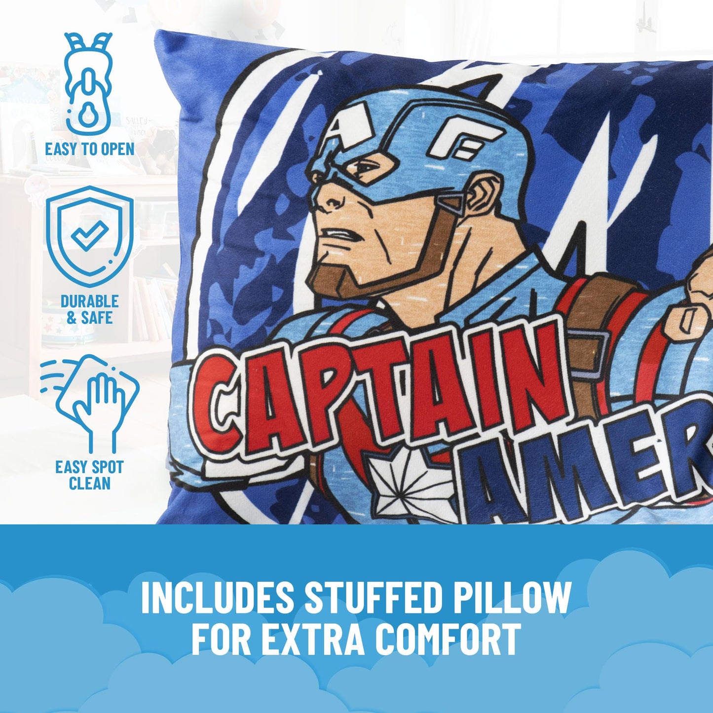 Jay Franco Avengers Slumber Bag & Pillow Set – 54x27 in Nap Mat for Sleepovers