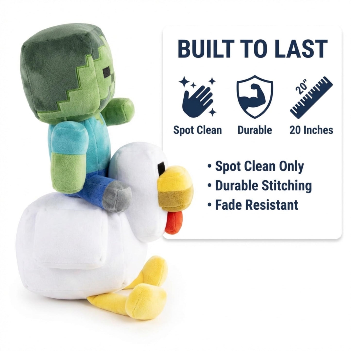 Jay Franco Minecraft Plush Pillow Buddy – 20in Zombie-Chicken Jockey