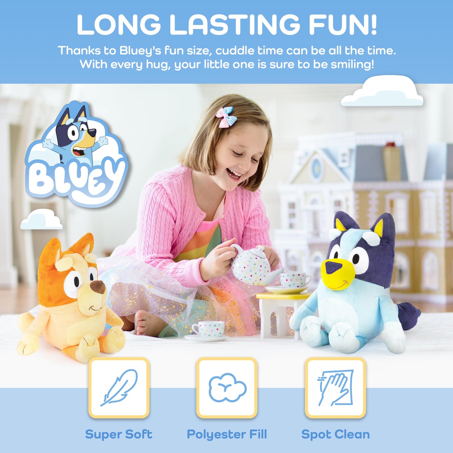 Jay Franco Bluey & Bingo Plush Pillow Buddies (12in) – Super Soft Character Pillows