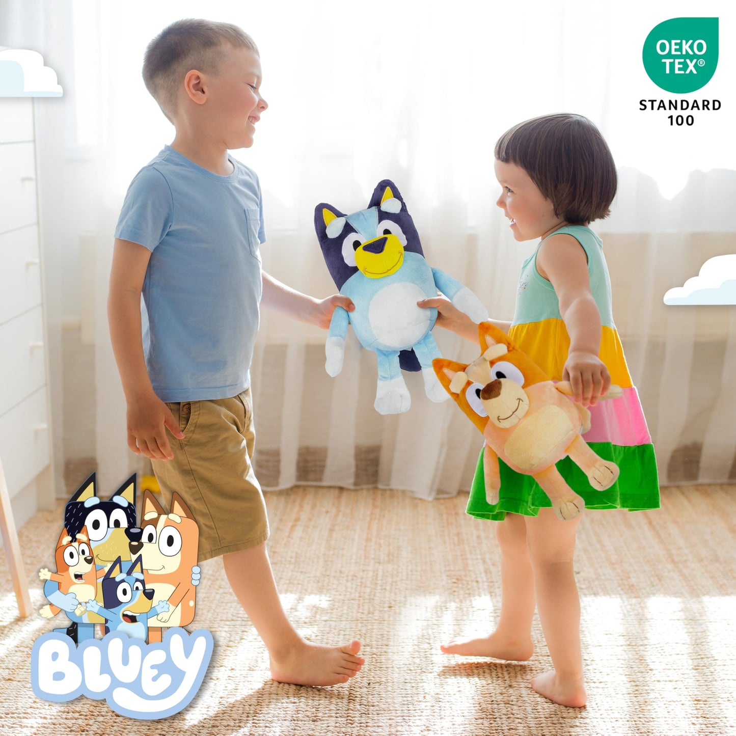 Jay Franco Bluey & Bingo Plush Pillow Buddies (12in) – Super Soft Character Pillows