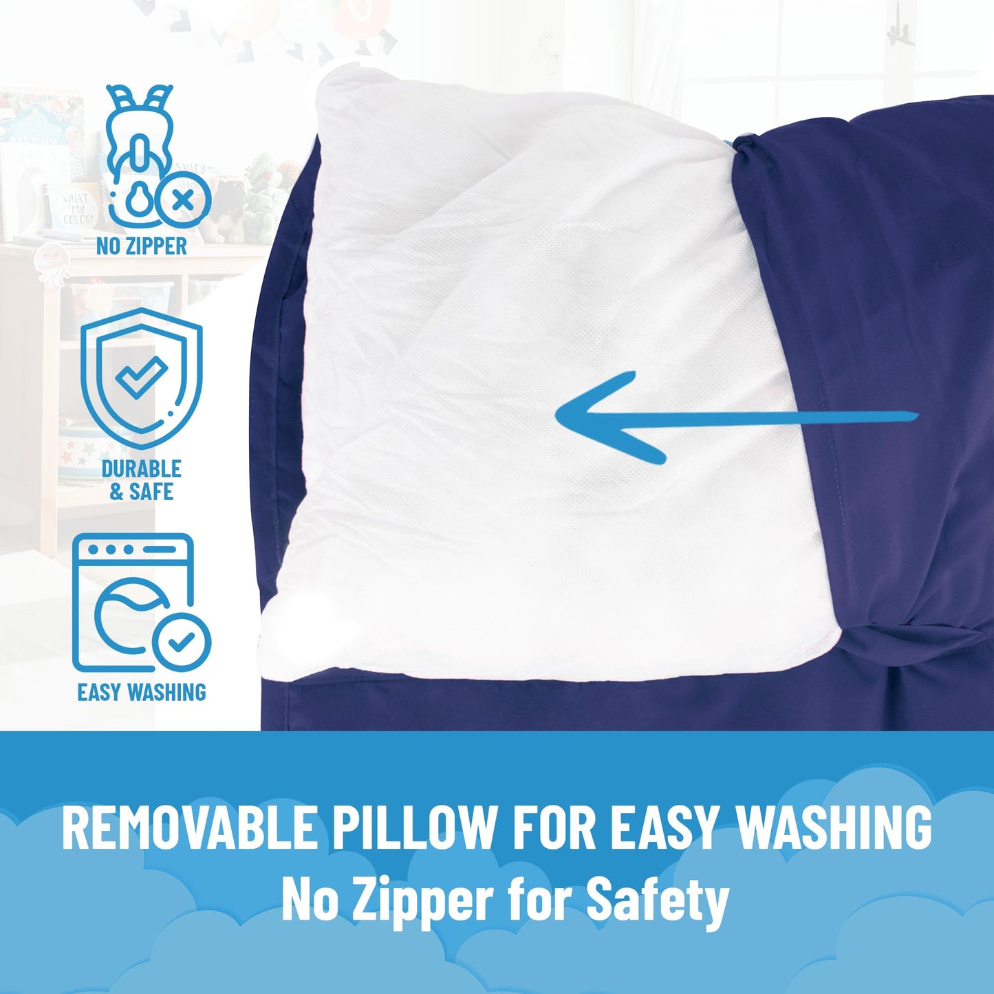 Jay Franco Bluey Nap Mat with Embedded Pillow & Blanket – 46x20 in, Soft Microfiber