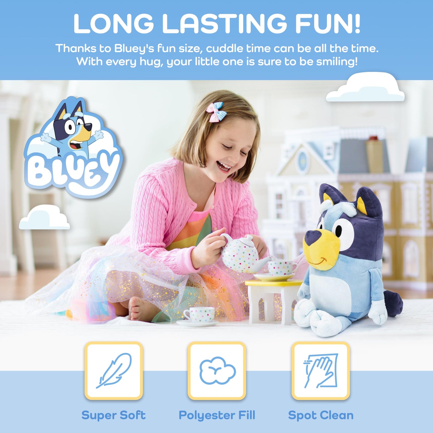 Jay Franco Bluey Plush Pillow Buddy — 19-Inch Super Soft Polyester Microfiber Character Pillow