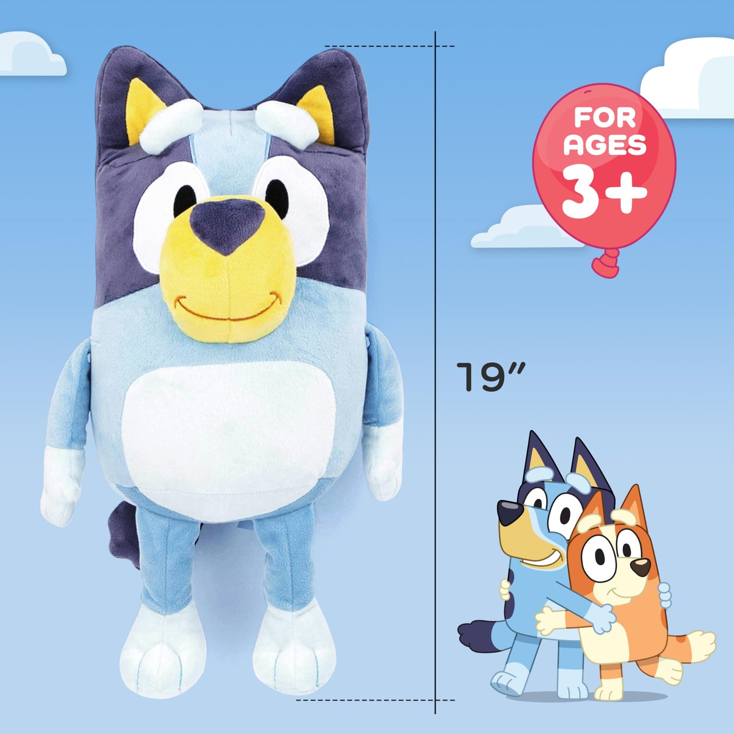Jay Franco Bluey Plush Pillow Buddy — 19-Inch Super Soft Polyester Microfiber Character Pillow