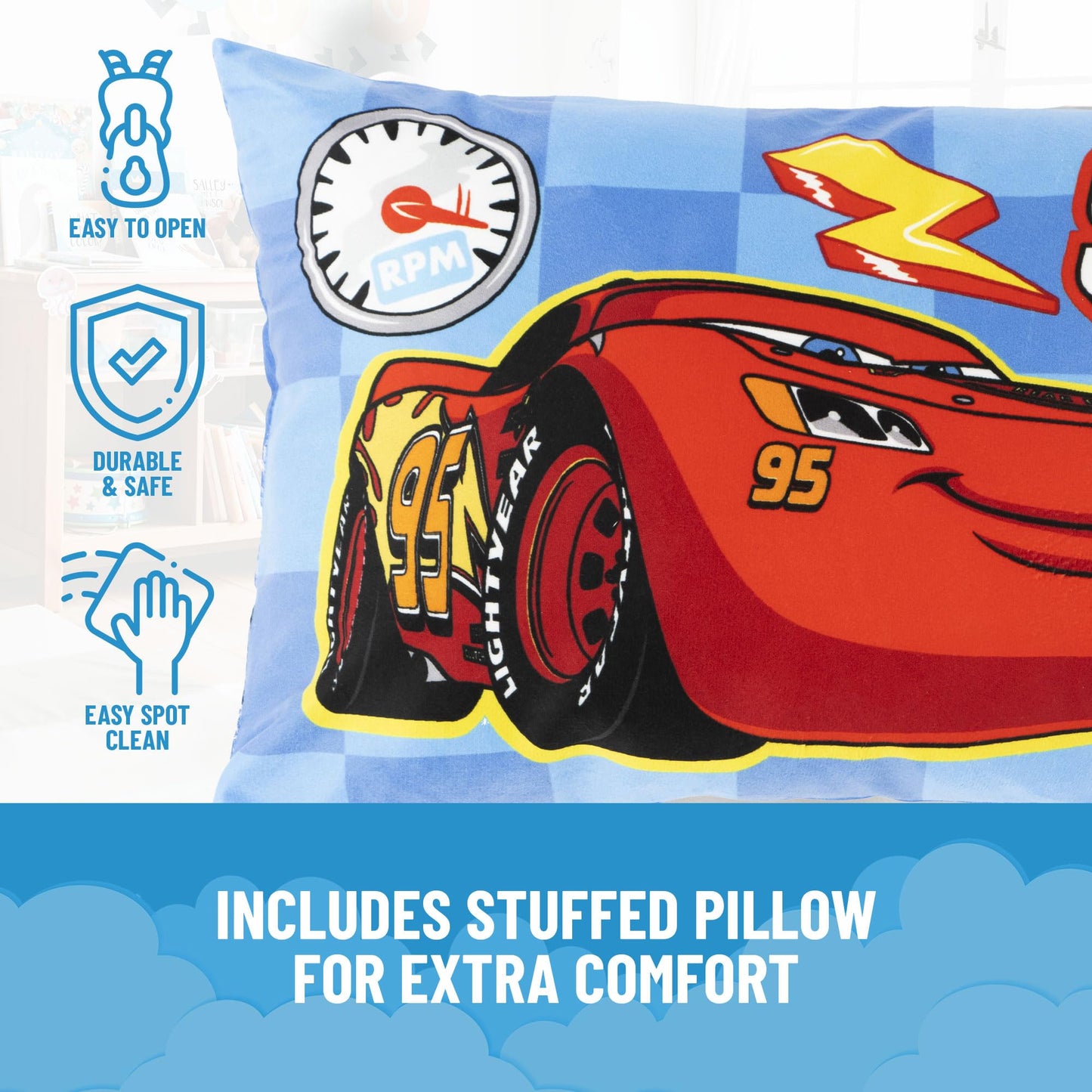 Jay Franco Kids Slumber Bag & Pillow - 54 x 27 Inch Cars Nap Mat for Sleepovers