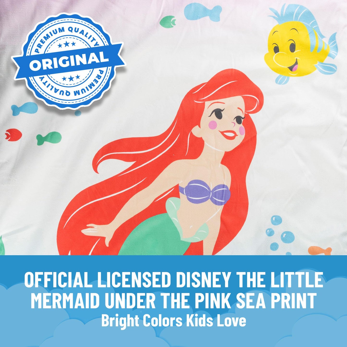 Jay Franco Kids Slumber Bag & Pillow – The Little Mermaid 54in x 27in Nap Mat for Sleepovers
