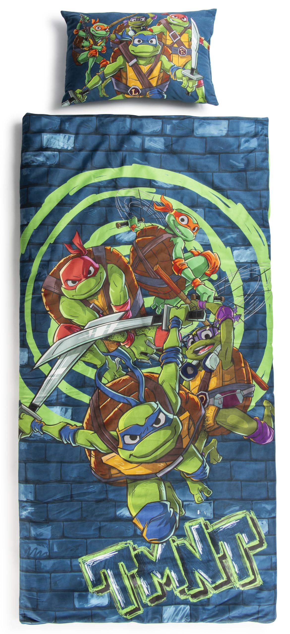 Jay Franco Kids Slumber Bag & Pillow – TMNT Nap Mat 54 x 27 for Sleepovers