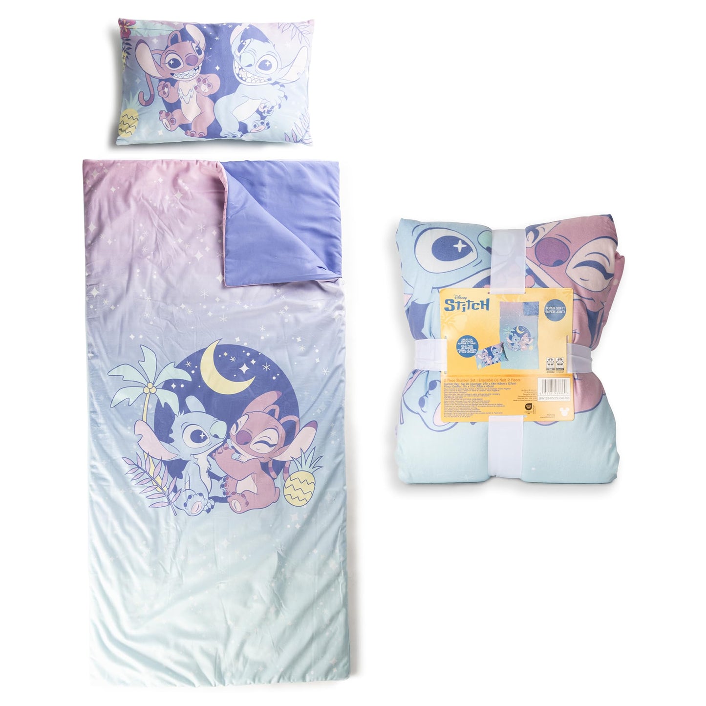 Jay Franco Lilo & Stitch Slumber Bag & Pillow — 54x27in Indoor Sleepovers