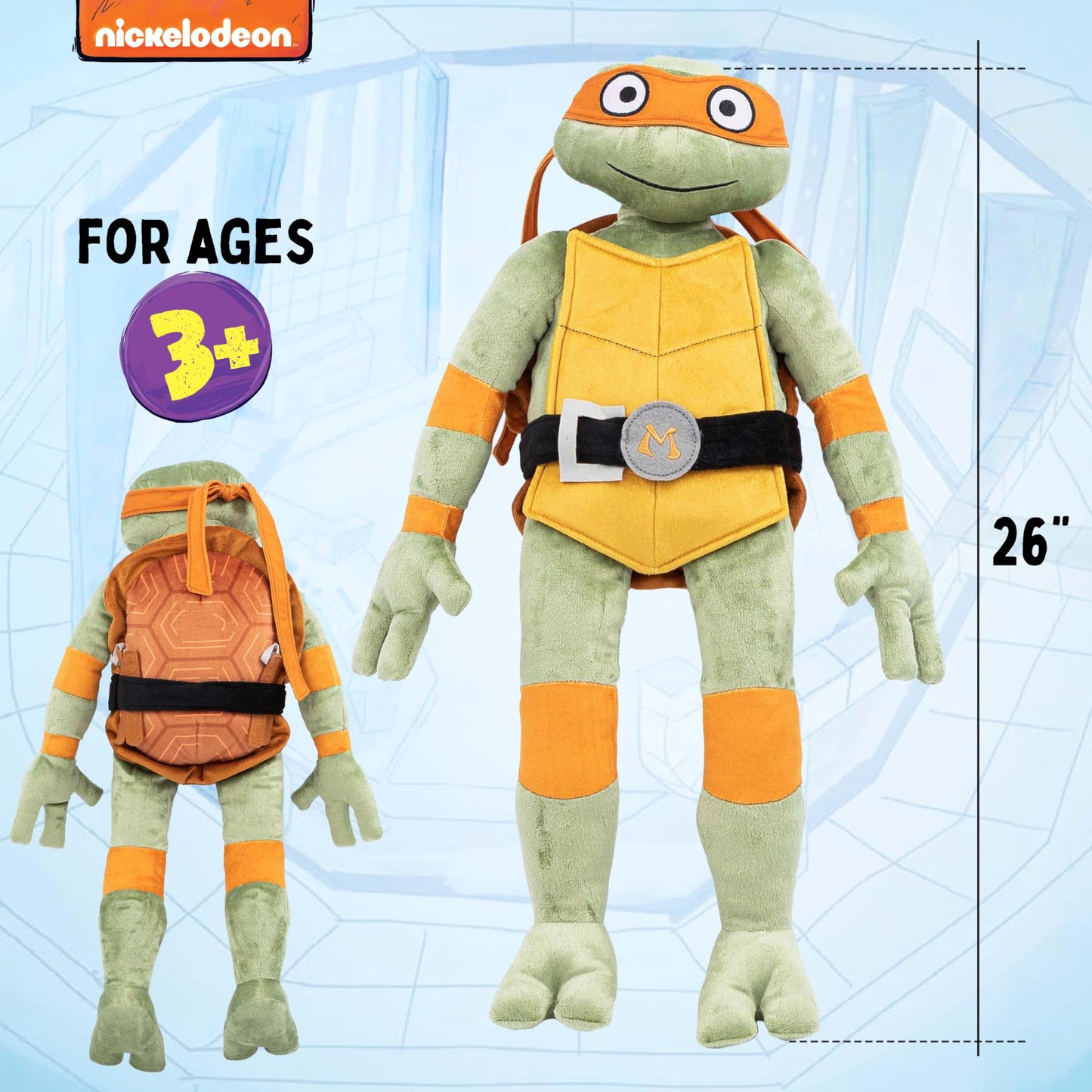 Jay Franco Nickelodeon Teenage Mutant Ninja Turtles Michaelangelo Plush Pillow Buddy – 26-Inch, Ultra-Soft