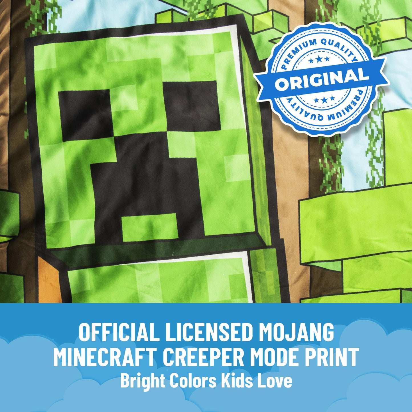 Jay Franco Kids Slumber Bag & Pillow – Minecraft Creeper 54x27 Nap Mat for Sleepovers