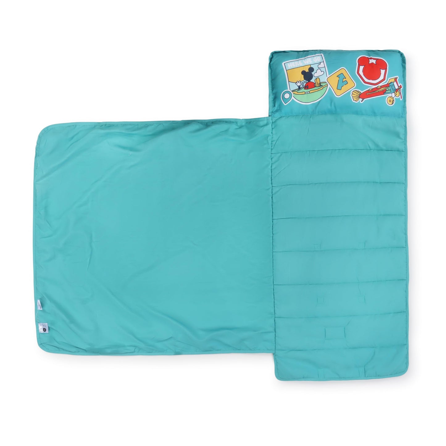 Jay Franco Mickey Mouse Nap Mat – Embedded Pillow & Blanket, 46x20 in, Green