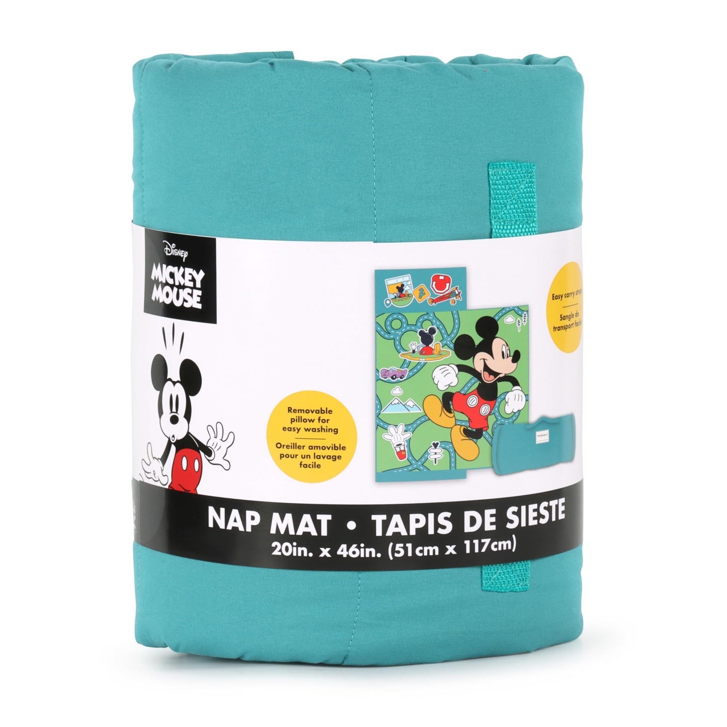 Jay Franco Mickey Mouse Nap Mat – Embedded Pillow & Blanket, 46x20 in, Green