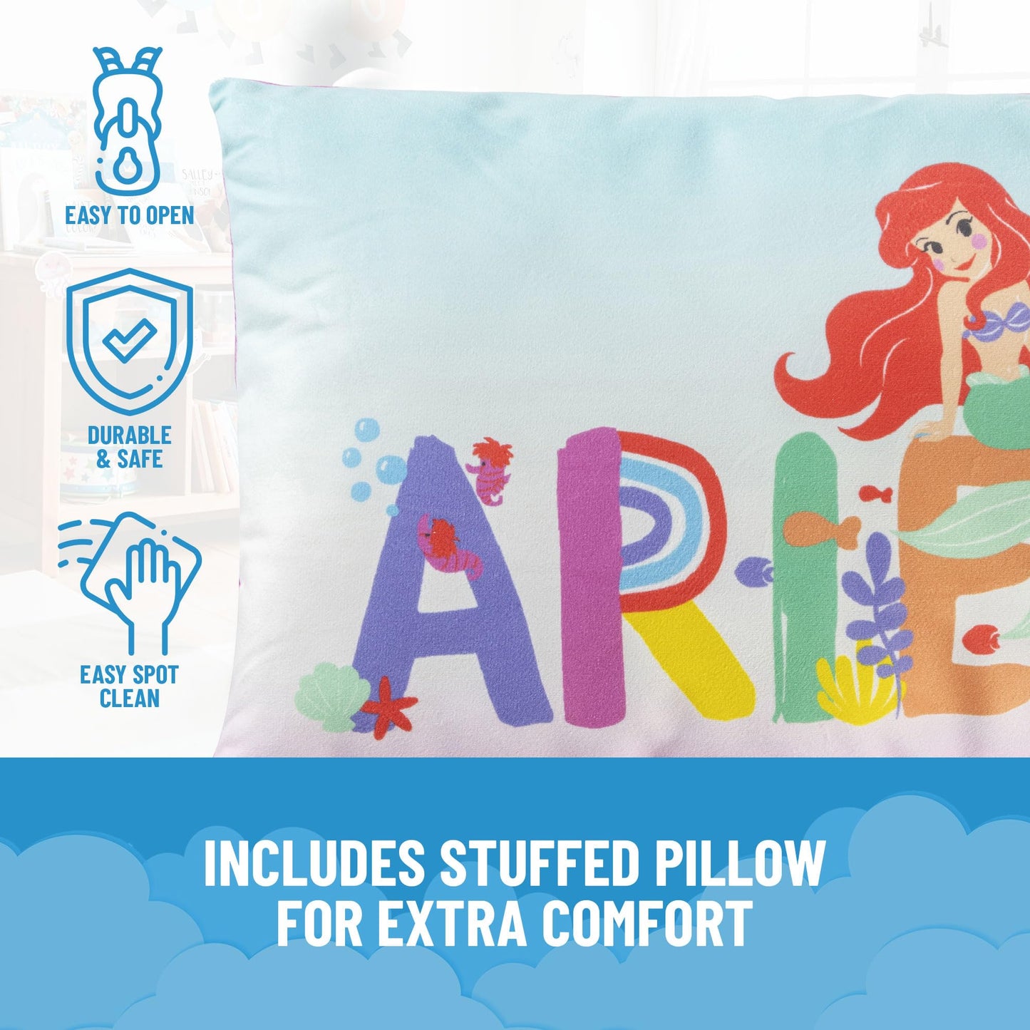Jay Franco Kids Slumber Bag & Pillow – The Little Mermaid 54in x 27in Nap Mat for Sleepovers