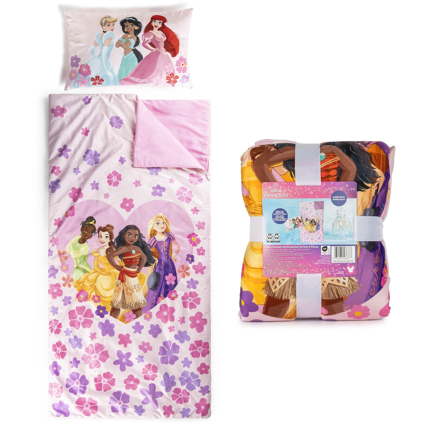 Jay Franco Princess Slumber Bag & Pillow – 54 x 27 Inch Indoor Sleepover Set