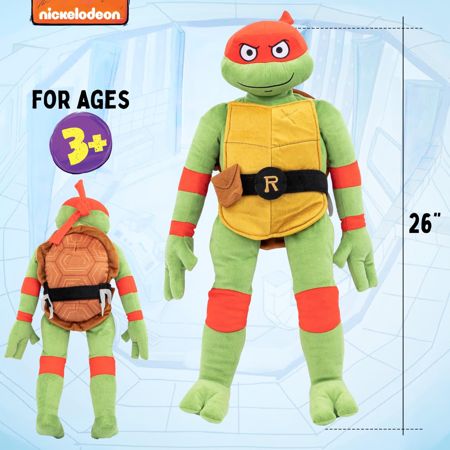 Jay Franco Nickelodeon TMNT Raphael Plush Pillow Buddy – 26-Inch Super Soft Stuffed Character Pillow