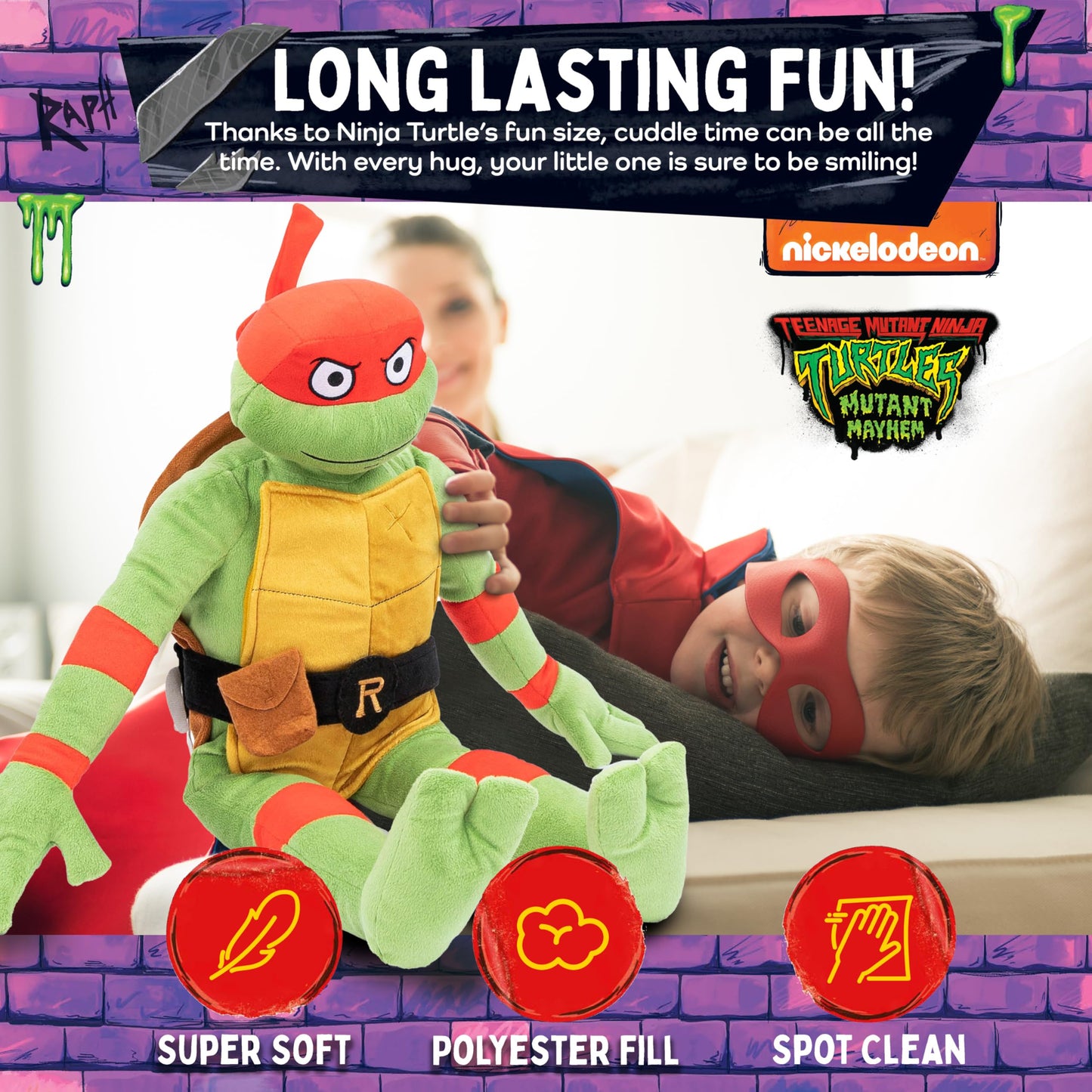 Jay Franco Nickelodeon TMNT Raphael Plush Pillow Buddy – 26-Inch Super Soft Stuffed Character Pillow