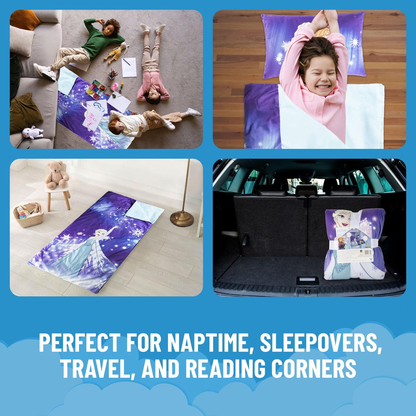 Jay Franco Kids Slumber Bag & Pillow – Frozen 54x27 Nap Mat for Sleepovers