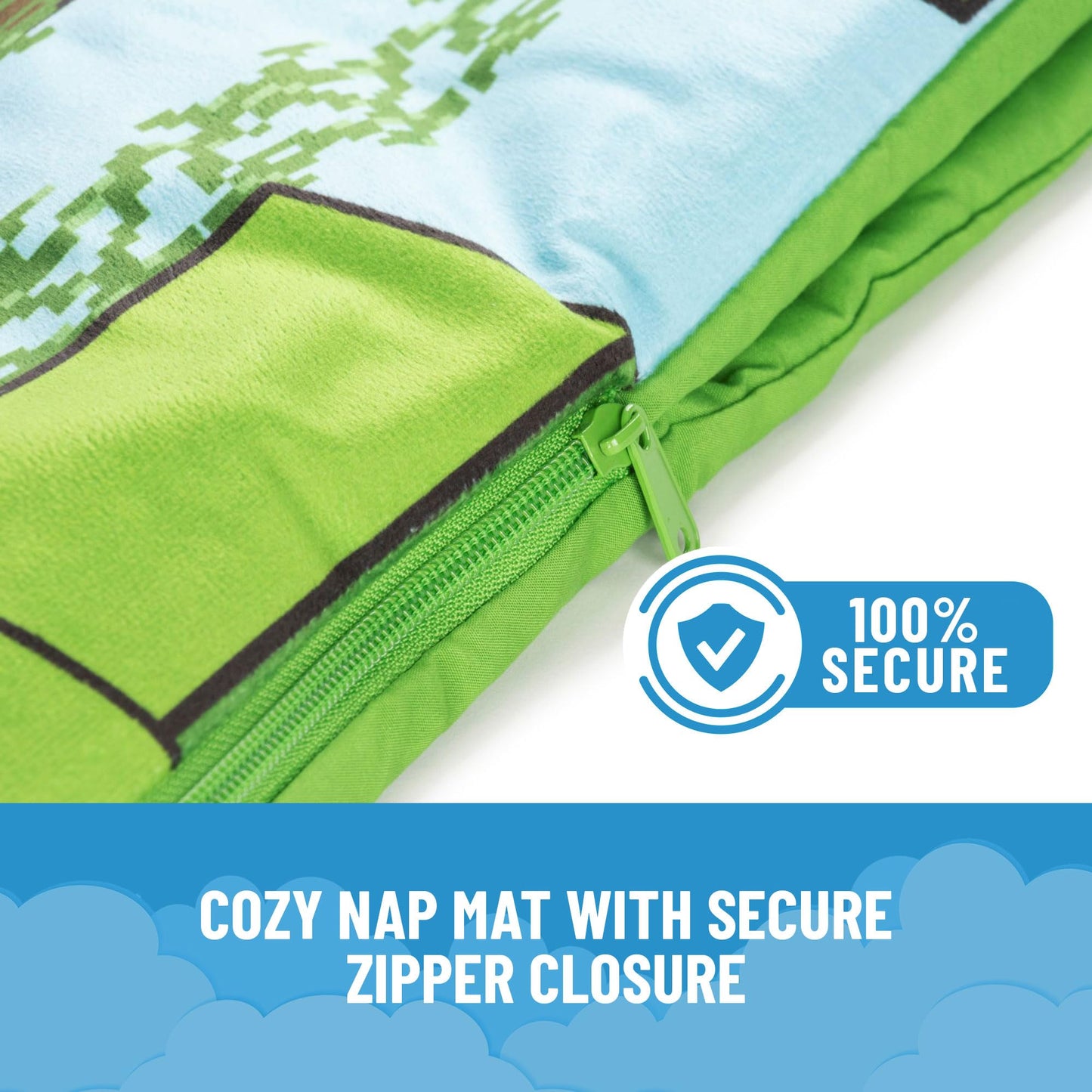 Jay Franco Kids Slumber Bag & Pillow – Minecraft Creeper 54x27 Nap Mat for Sleepovers