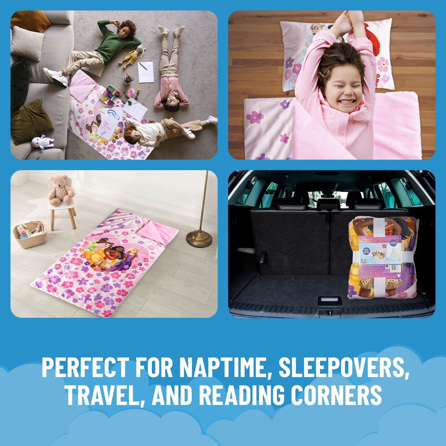 Jay Franco Princess Slumber Bag & Pillow – 54 x 27 Inch Indoor Sleepover Set