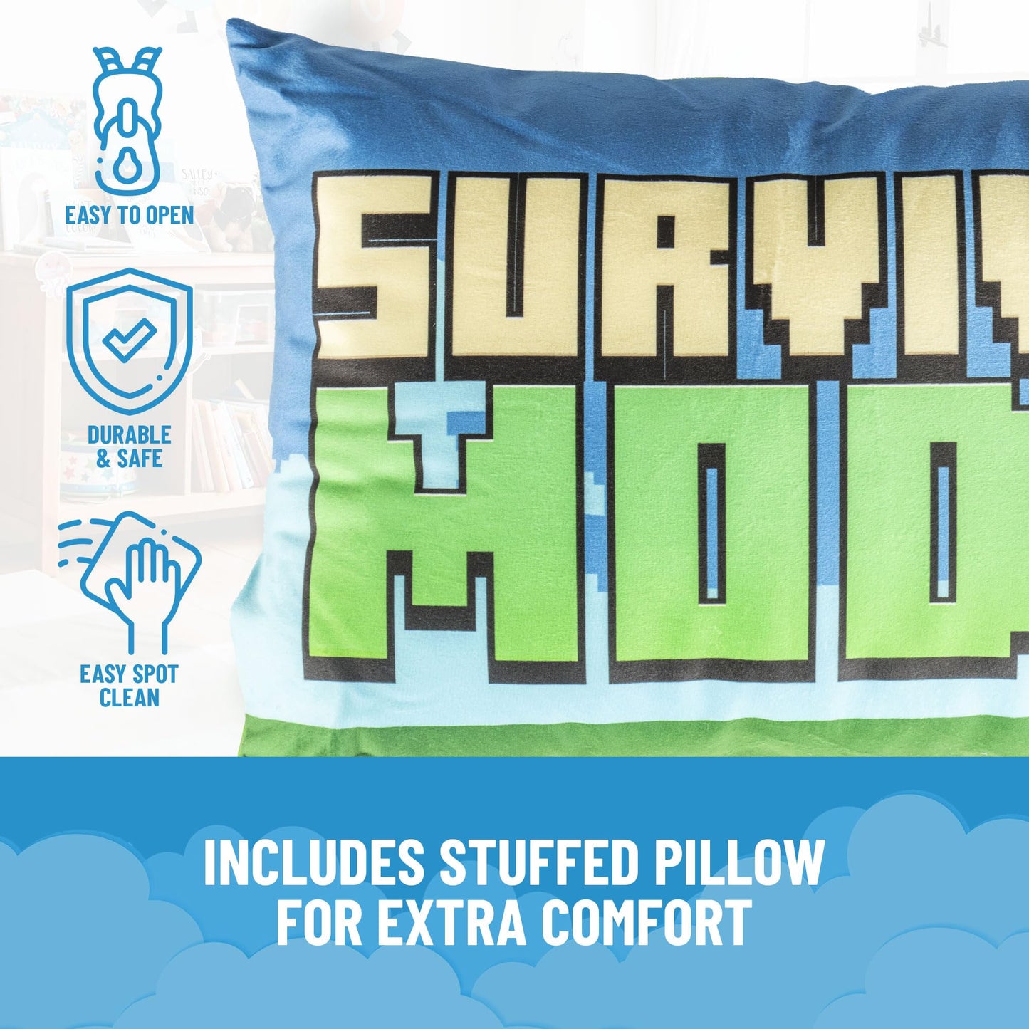 Jay Franco Kids Slumber Bag & Pillow – Minecraft Creeper 54x27 Nap Mat for Sleepovers