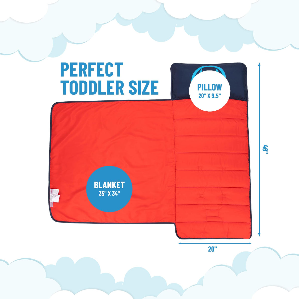 Jay Franco Spiderman Nap Mat with Embedded Pillow & Blanket – 46x20 Microfiber Sleep Sack with Name Tag & Carry Handle (Red)