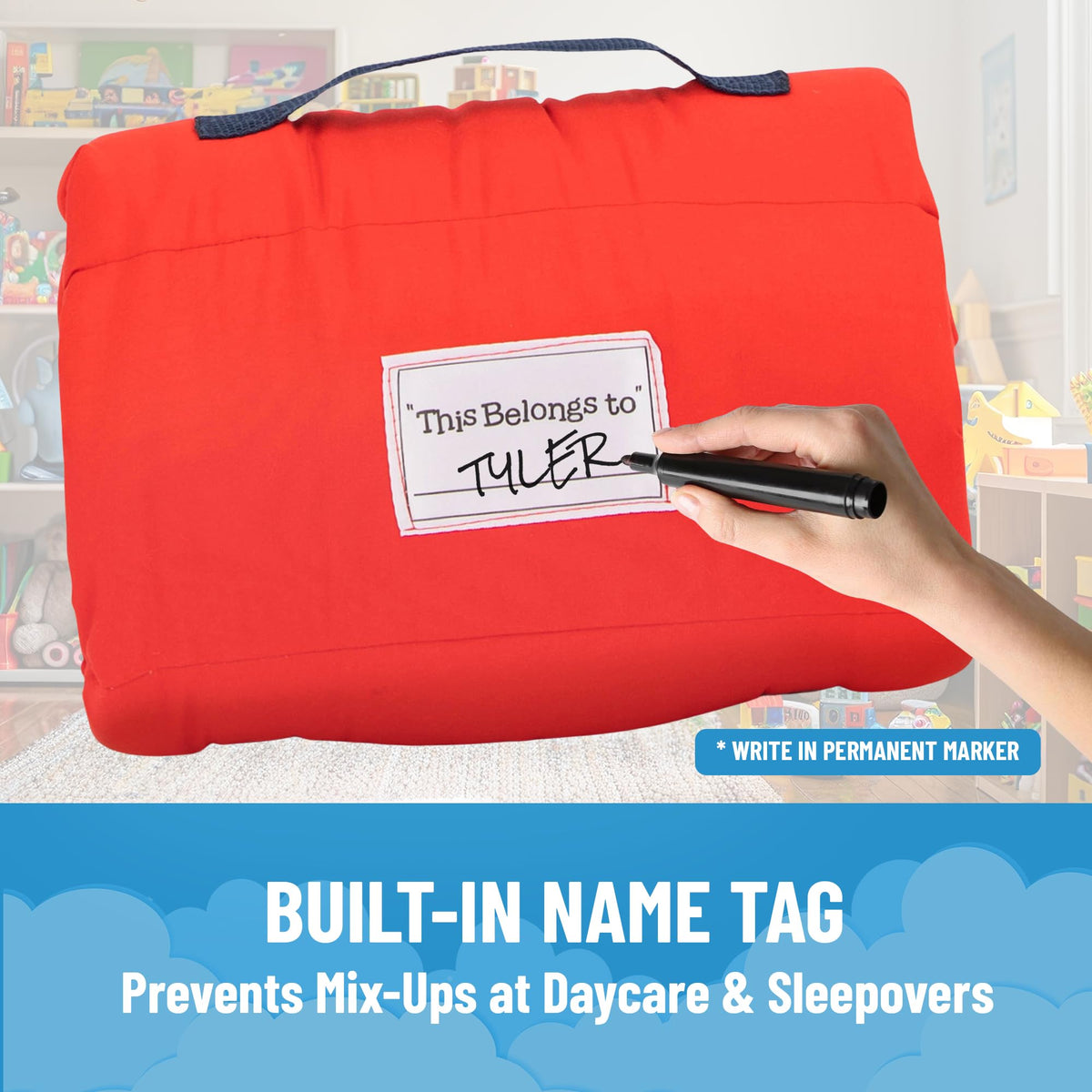 Jay Franco Spiderman Nap Mat with Embedded Pillow & Blanket – 46x20 Microfiber Sleep Sack with Name Tag & Carry Handle (Red)