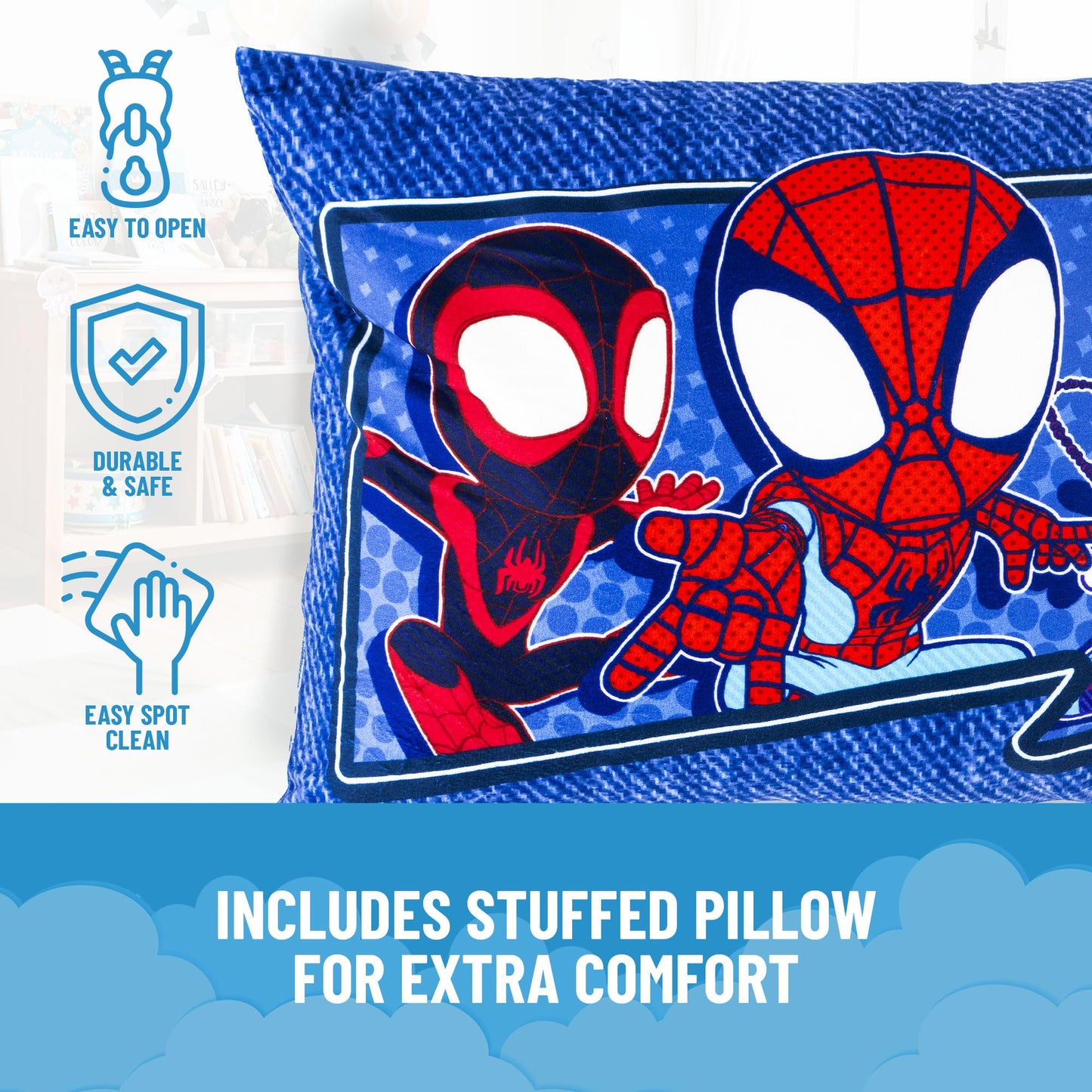 Jay Franco Kids Slumber Bag & Pillow — 54x27 in, Spidey & His Amazing Friends