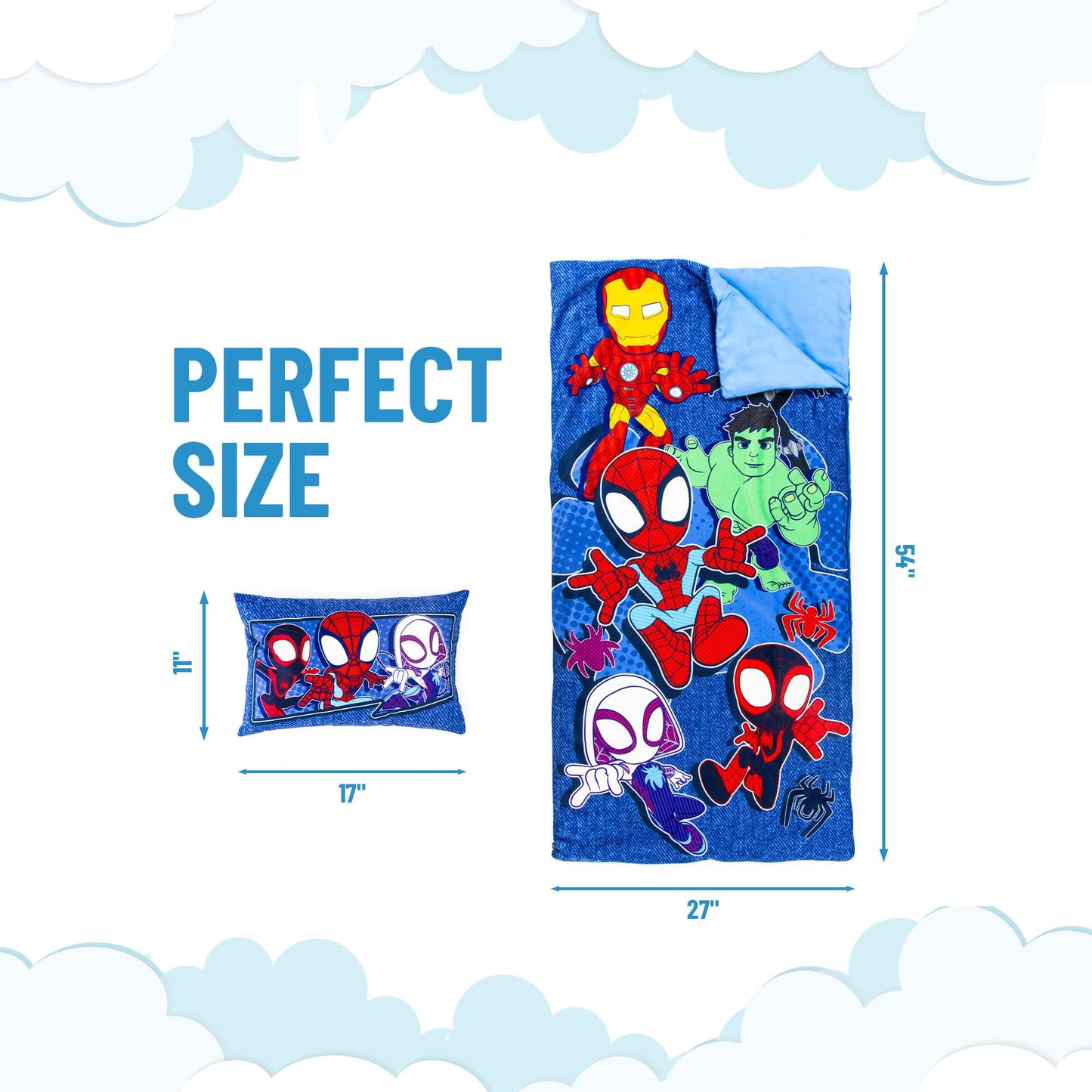 Jay Franco Kids Slumber Bag & Pillow — 54x27 in, Spidey & His Amazing Friends