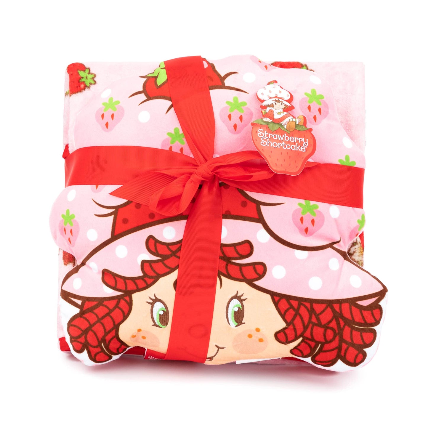 Jay Franco Strawberry Shortcake Nogginz Set – 40x50 Blanket & 12-inch Pillow, Kids Plush Comfort
