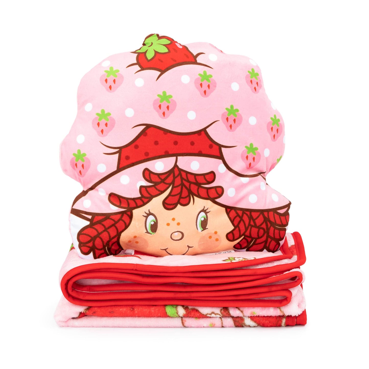Jay Franco Strawberry Shortcake Nogginz Set – 40x50 Blanket & 12-inch Pillow, Kids Plush Comfort