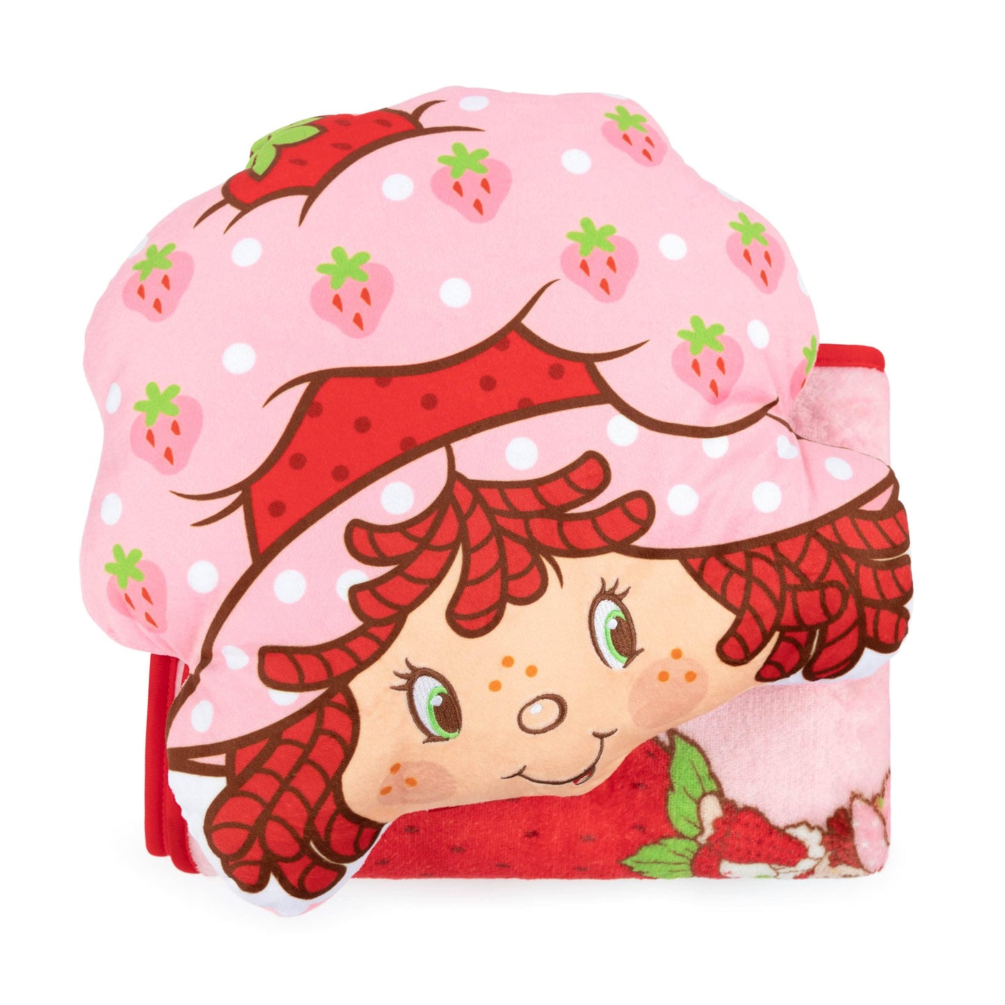 Jay Franco Strawberry Shortcake Nogginz Set – 40x50 Blanket & 12-inch Pillow, Kids Plush Comfort