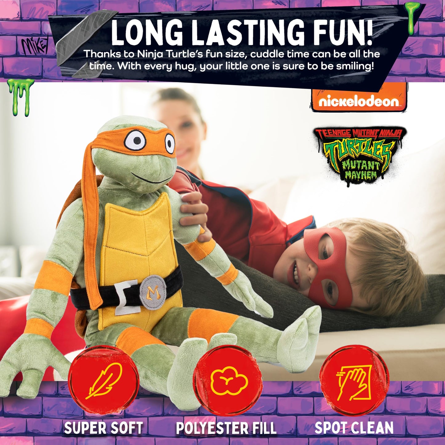 Jay Franco Nickelodeon Teenage Mutant Ninja Turtles Michaelangelo Plush Pillow Buddy – 26-Inch, Ultra-Soft