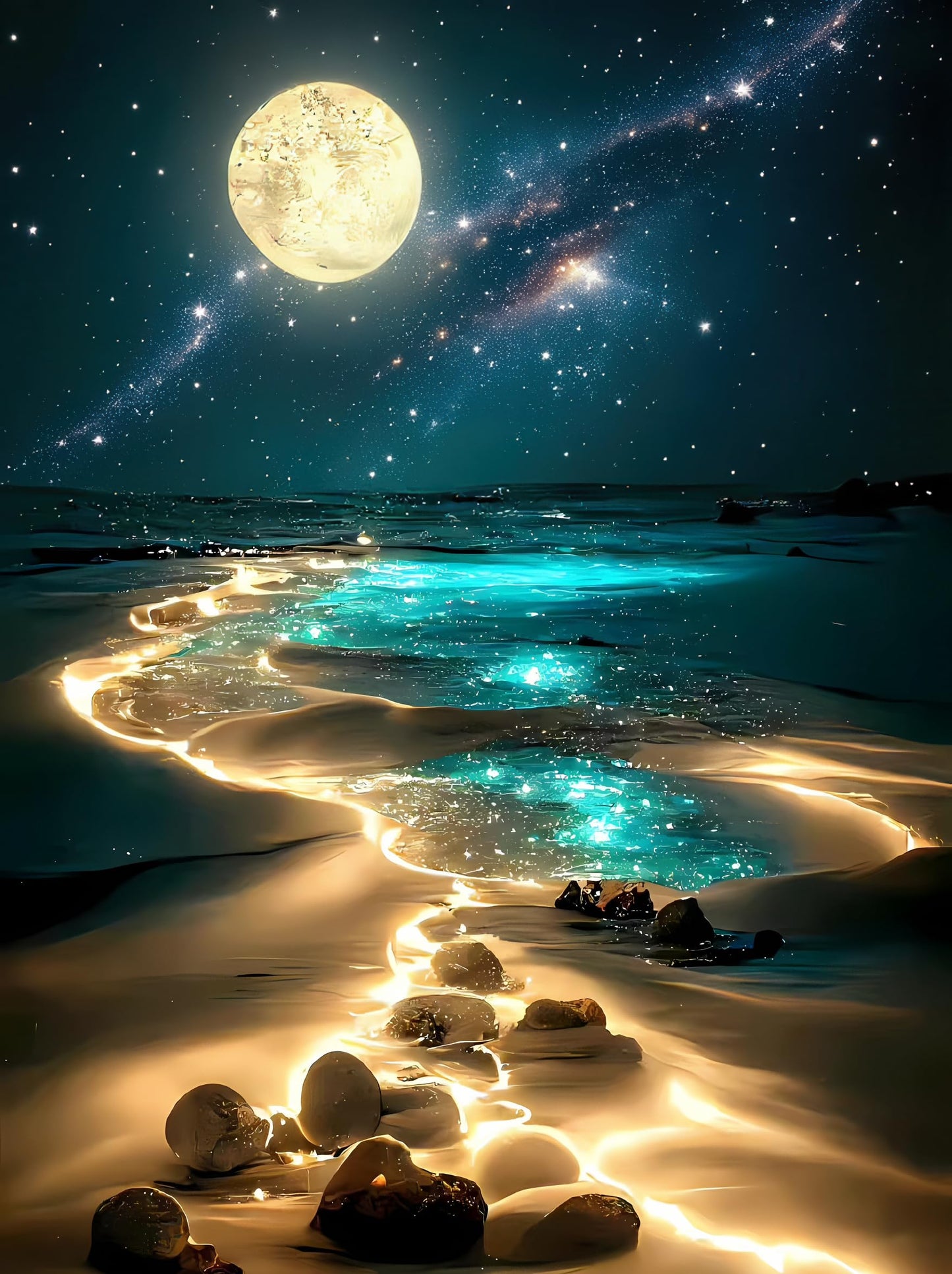 Jazcimdo Moonlight 1000-Piece Jigsaw Puzzle for Adults – Moonlit Beach Landscape
