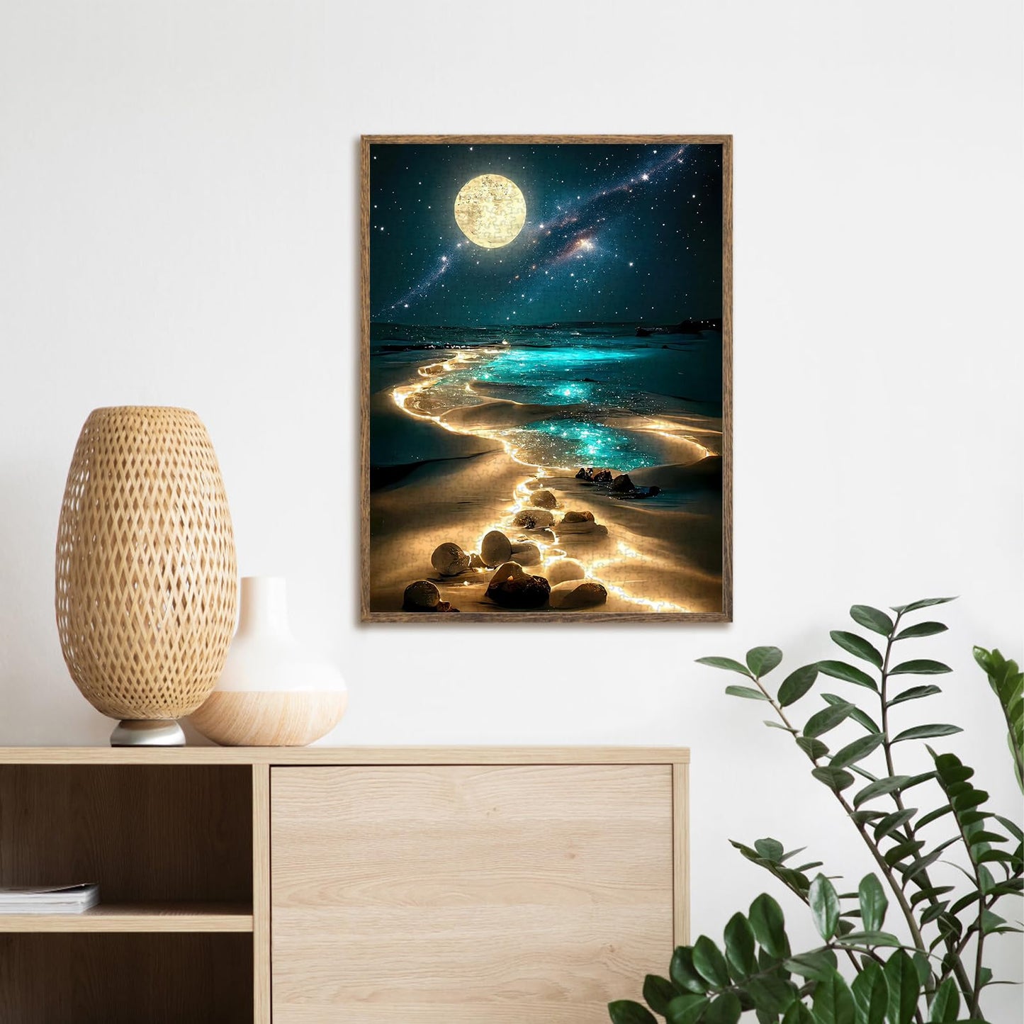 Jazcimdo Moonlight 1000-Piece Jigsaw Puzzle for Adults – Moonlit Beach Landscape