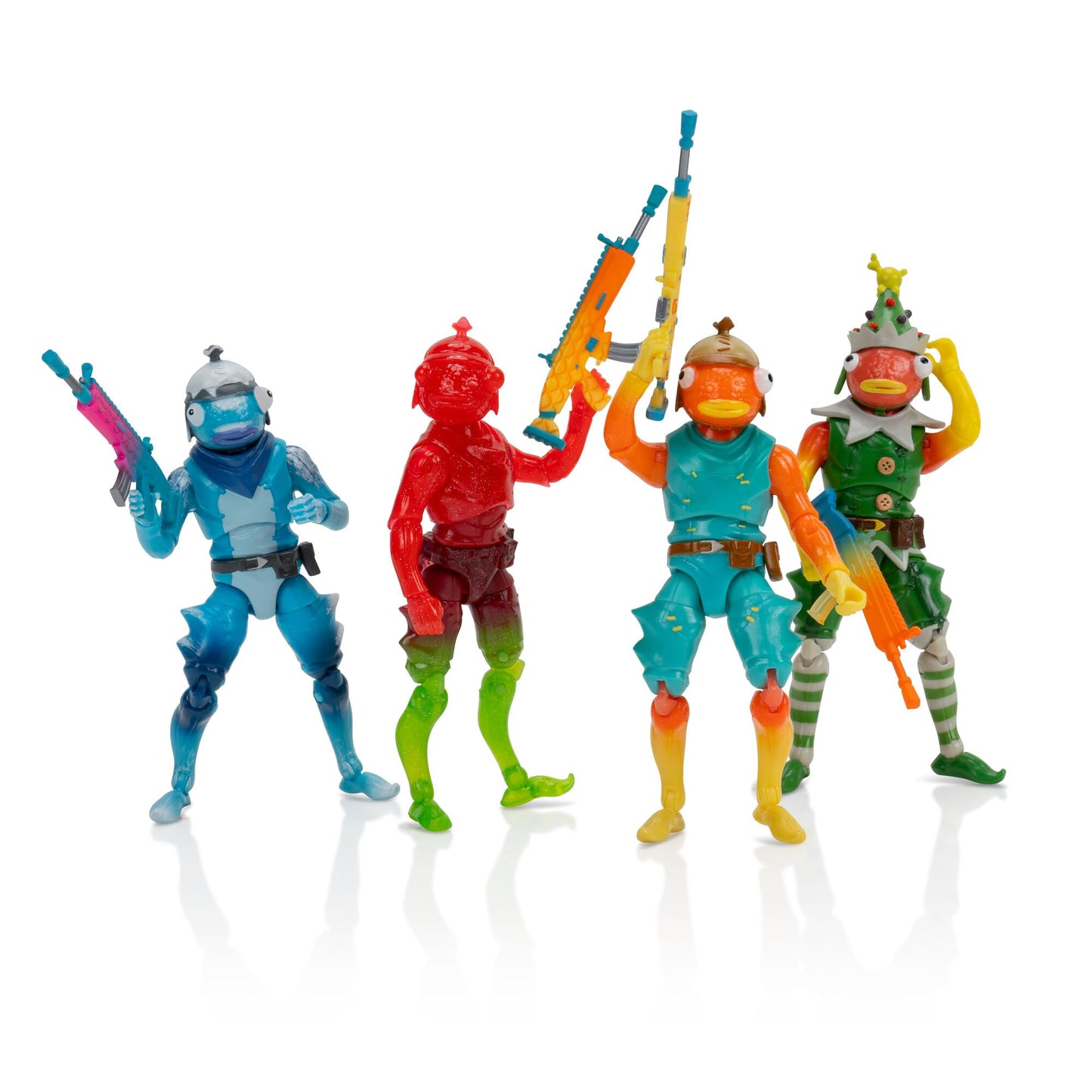 Jazwares Fortnite Frozen Fishstick Four Pack – 4-Inch Articulated Figures with Back Bling & Weapons