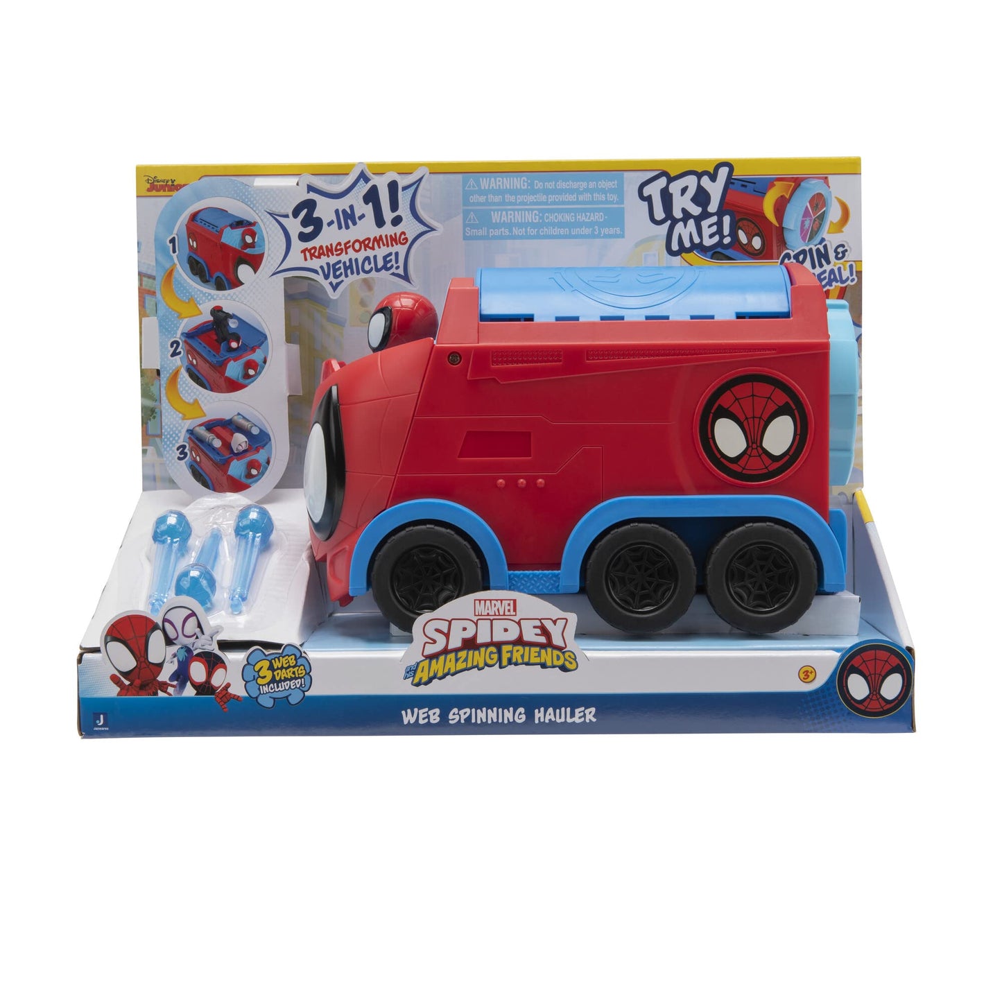 Jazwares Spidey and His Amazing Friends Web Spinning Hauler — 8-Inch 3-in-1 Vehicle