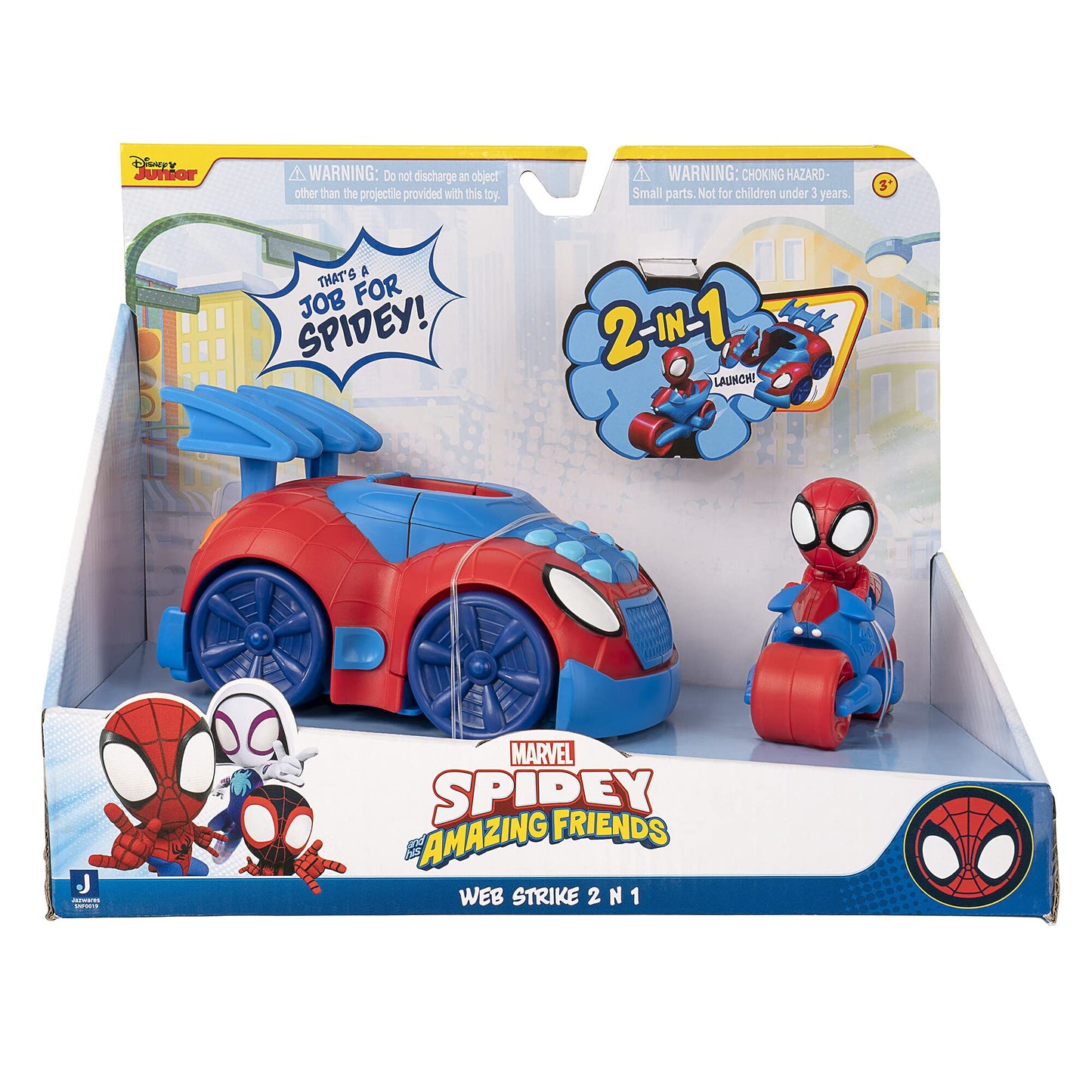Jazwares Spidey and His Amazing Friends 2-in-1 Web Strike Vehicle – Interactive Toy