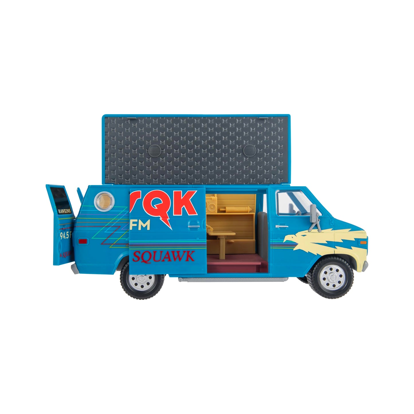Jazwares Stranger Things WSQK Van Playset – 8-Inch Vehicle + 4-Inch Steve Harrington